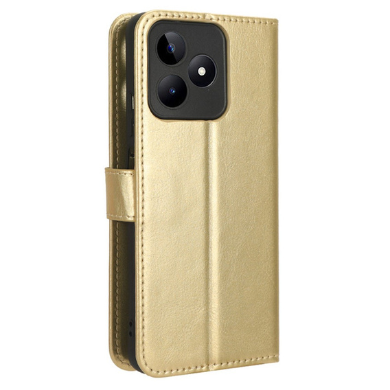 Pattintható tok a Realme Note 50, Crazy Horse Wallet, arany