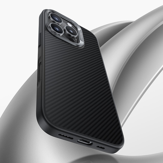 BENKS Kevlar tok iPhone 16 Pro, MagSafe, Carbon Fiber, fekete