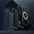 Tok Samsung Galaxy S25 Edge-hoz, Shockproof, üveggel, MagSafe-hoz, fekete