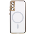 Magnetic Dual Glass MagSafe tok Samsung Galaxy S22, arany