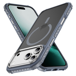 Matt tok iPhone 17 Pro Max készülékhez, páncélozott, MagSafe-hoz, füstszínű, szürke oldallal