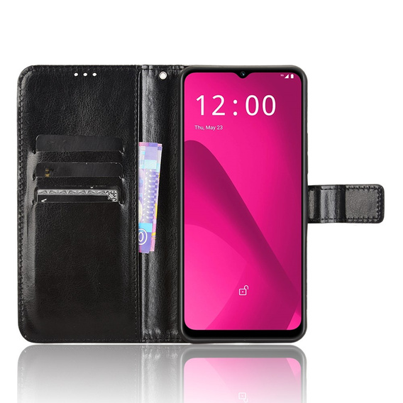 Pattintható tok a T Phone 2 5G, Crazy Horse Wallet, fekete