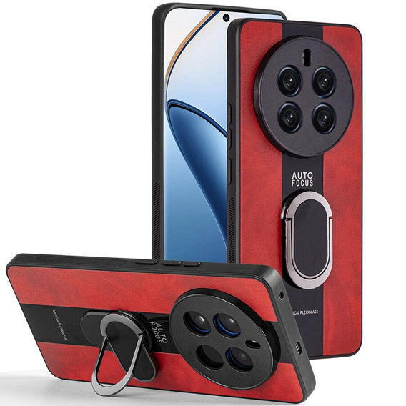 Tok Realme 12 Pro 5G / 12 Pro+ 5G, Leather Kickstand Ring, piros