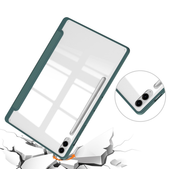 Tok Samsung Galaxy Tab S9 FE+ Plus, Smartcase Hybrid, tolltartó résszel, zöld