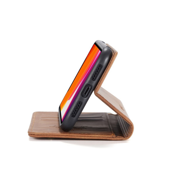 CASEME tok iPhone 11, Leather Wallet Case, barna