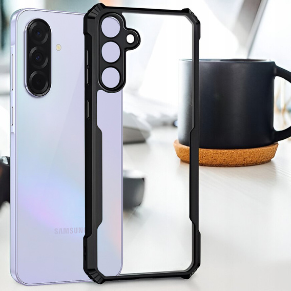 Tok Samsung Galaxy A36, AntiDrop Hybrid, fekete + 9H edzett üveg