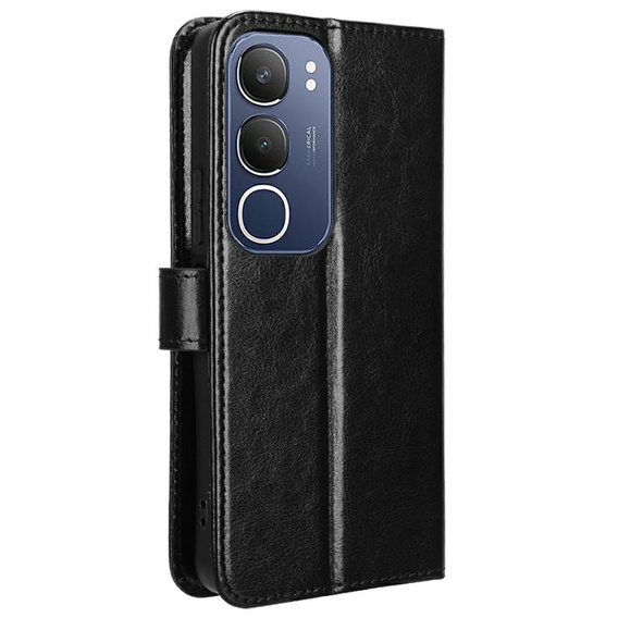 Pattintható tok a Vivo Y19s, Crazy Horse Wallet, fekete