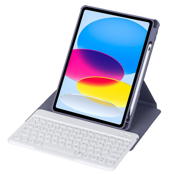 Billentyűzet tok iPad 11" 2025 A16 (11 gen.) / iPad 10.9" 2022 (10 gen.), Rotary 360° Leather, lila