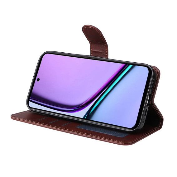 Pattintható tok a Realme C67, Leather Wallet, barna