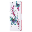Pattintható tok a Xiaomi Redmi Note 13 5G, Wallet, Butterflies & Flowers fehér