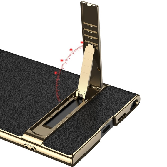 Tok Samsung Galaxy S24 Ultra készülékhez, Electro Frame bőr, állvánnyal, fekete