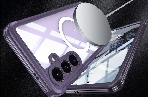 Tok Samsung Galaxy S25 FE-hoz, Shockproof, üveggel, MagSafe-hoz, lila