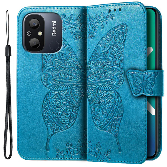 Pattintható tok a Xiaomi Redmi 12C, Butterfly, kék