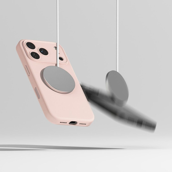 Ringke tok iPhone 17 Pro Max készülékhez, Szilikon mágneses MagSafe, rózsaszín homok