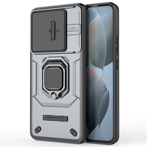 Telefontok a Xiaomi Poco F6 Pro, KickStand Camera Lens, szürke
