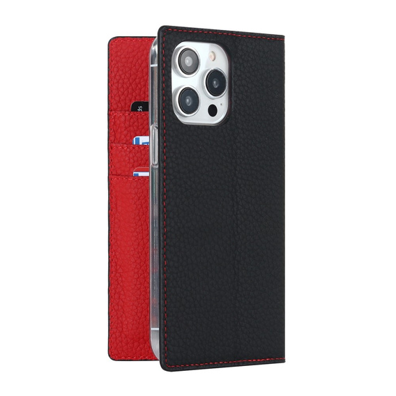 Pattintható tok a iPhone 14 Pro, Litchi Skin Grain, fekete