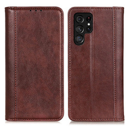 Telefontok a Samsung Galaxy S24 Ultra, Wallet Litchi Leather, barna