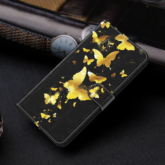 Pattintható tok a Oppo A17, Wallet, Butterflies arany