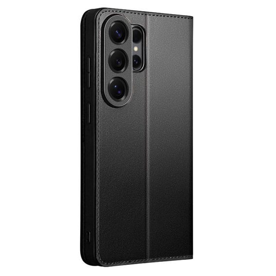 Qialino bőr flip tok Samsung Galaxy S26 Ultra készülékhez, fekete