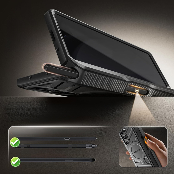 Páncélozott tok Samsung Galaxy S24 Ultra, TONGATE MECH sorozat gyűrűvel, fekete