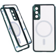 Magnetic Dual Glass MagSafe tok Samsung Galaxy S21+ Plus, zöld