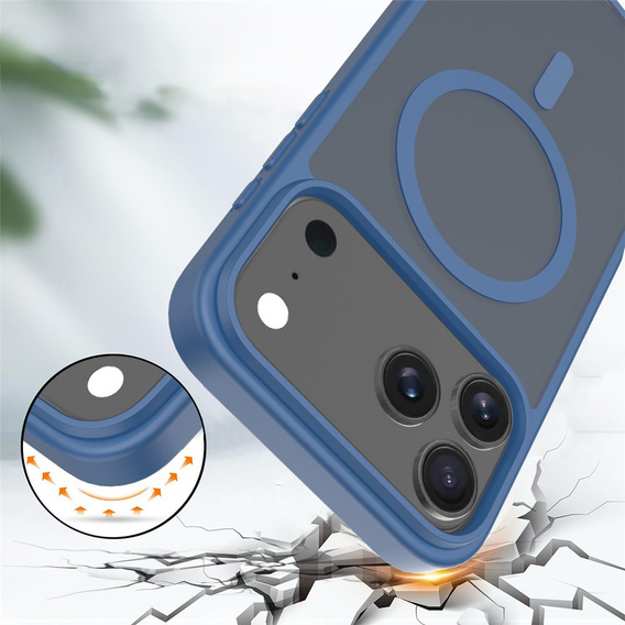 Matt tok iPhone 17 Pro készülékhez, MagSafe-hoz, áttetsző kék