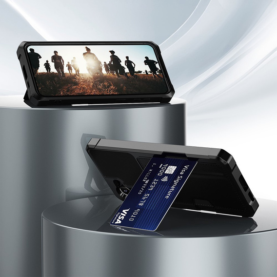 Tok Samsung Galaxy A55 5G, Card Holder Kickstand, fekete