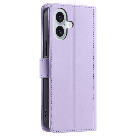 Flap tok iPhone 16, Rhombus Crossbody Leather, lila