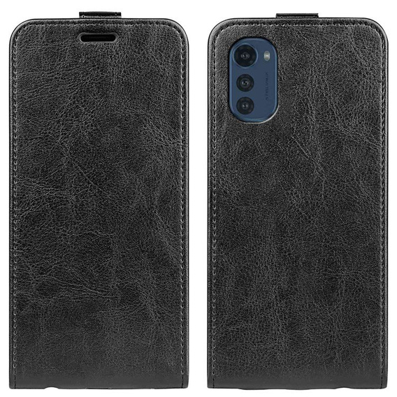 Pattintható tok a Motorola Moto E32 4G, Flip, fekete
