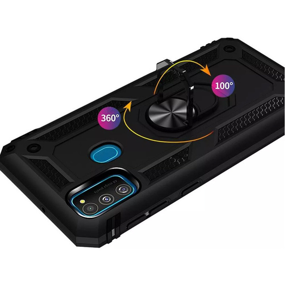 Páncélozott telefontok a Samsung Galaxy M21, Nox Case Ring, fekete