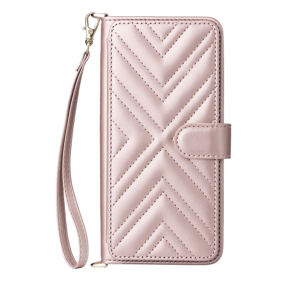 Tok patenttal a Oppo Reno 13 5G-hez, Crossbody Leather Wallet, rózsaszín