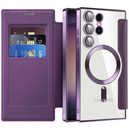 Pattintható tok a Samsung Galaxy S24 Ultra, RFID Wallet MagSafe CamShield, lila