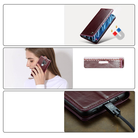 CASEME flip tok Samsung Galaxy S9+ Plus, Waxy Textured, piros