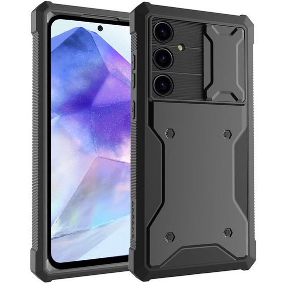 Tok Samsung Galaxy A55, ERBORD Rugged Case, fekete (két keret)