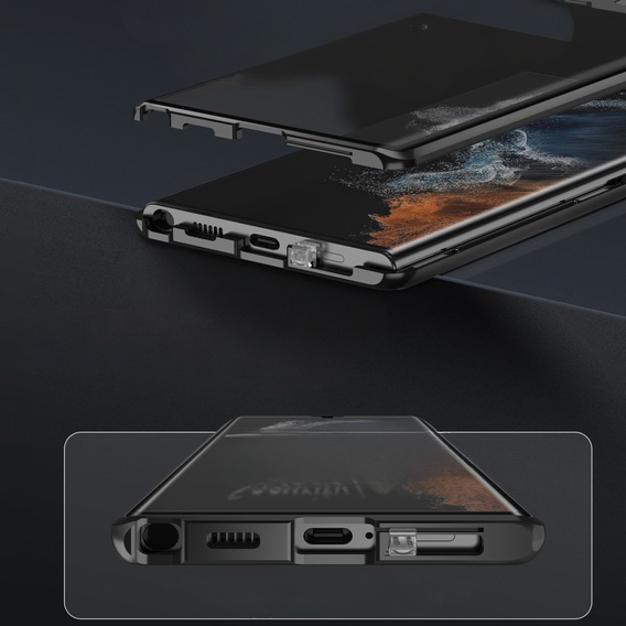 Magnetic Dual Glass MagSafe tok Samsung Galaxy S24 Ultra, fekete