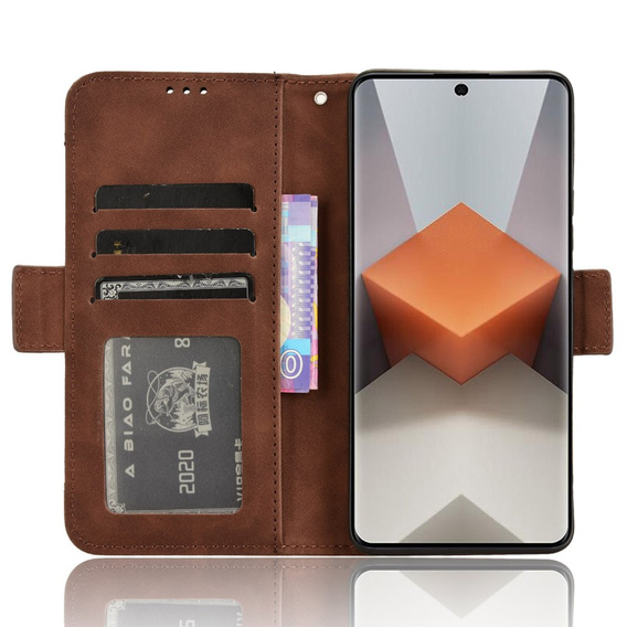 Pattintható tok a Xiaomi Redmi Note 13 Pro+, Card Slot, barna