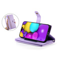 Pattintható tok a iPhone 16, Wallet Zipper Pocket, lila