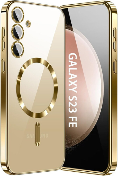 Tok Samsung Galaxy S23 FE-hoz, Electro MagSafe, arany + üveg a képernyőhöz