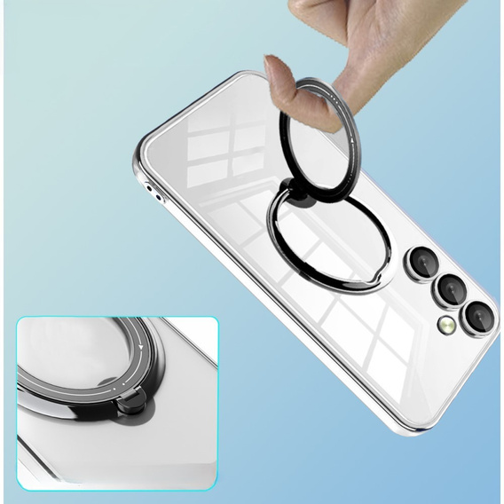 Mágneses tok Samsung Galaxy A56-hoz, MagSafe, fekete + üveg 9H