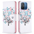 Pattintható tok a Xiaomi Redmi 12C, Wallet, colorful tree, fehér
