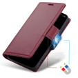Tok Realme C67 4G, ERBORD Glossy Litchi, pénztárca patenttal, piros