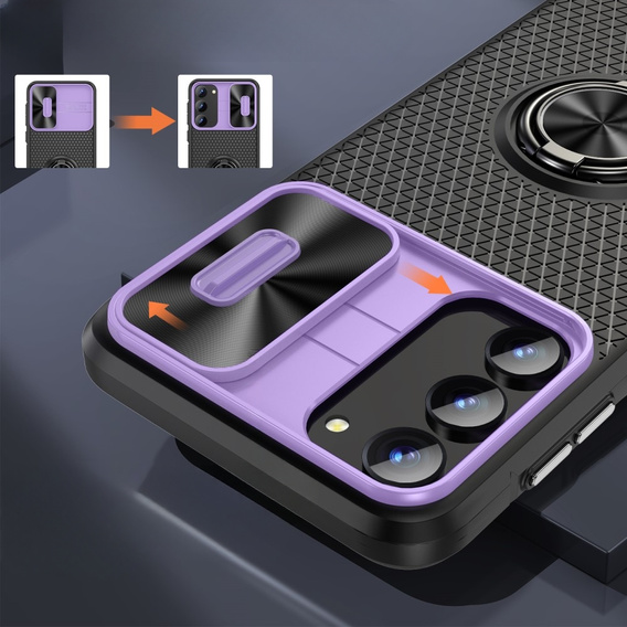 Telefontok a Samsung Galaxy S23 Plus, Camera Slide Ring, fekete / lila