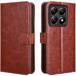 Pattintható tok a Xiaomi 14T Pro, Crazy Horse Wallet, barna