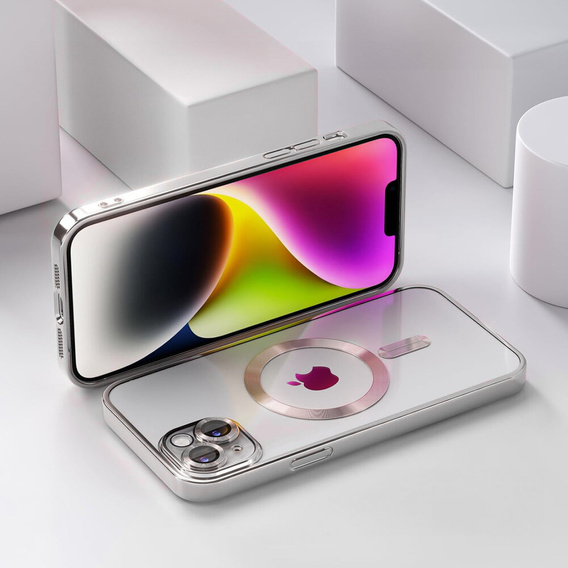 Tok iPhone 14 Plus-hoz, Electro MagSafe, ezüst + üveg a képernyőhöz