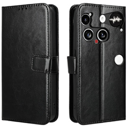 Pattintható tok a Nothing Phone 3 5G, Crazy Horse Wallet, fekete