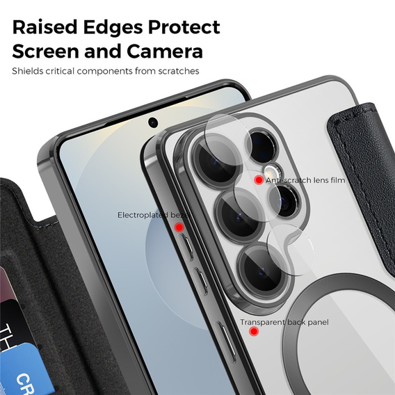 RFID pénztárca MagSafe flip tok kameravédelemmel Samsung Galaxy S26 Ultra készülékhez