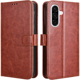 Pattintható tok a Samsung Galaxy A56, Crazy Horse Wallet, barna