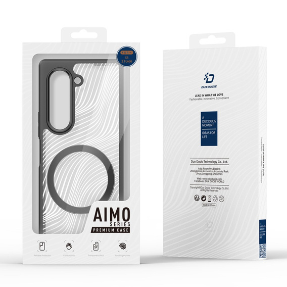DuxDucis tok Samsung Galaxy Z Fold6 5G, Aimo Case, MagSafe, átlátszó / fekete