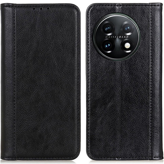 Pattintható tok OnePlus 11 5G, Split Leather, fekete