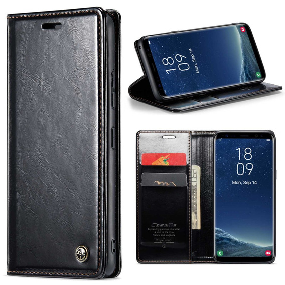 CASEME flip tok Samsung Galaxy S8, Waxy Textured, fekete